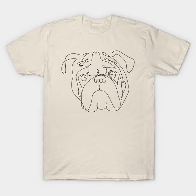 One Line English Bulldog T-Shirt by huebucket